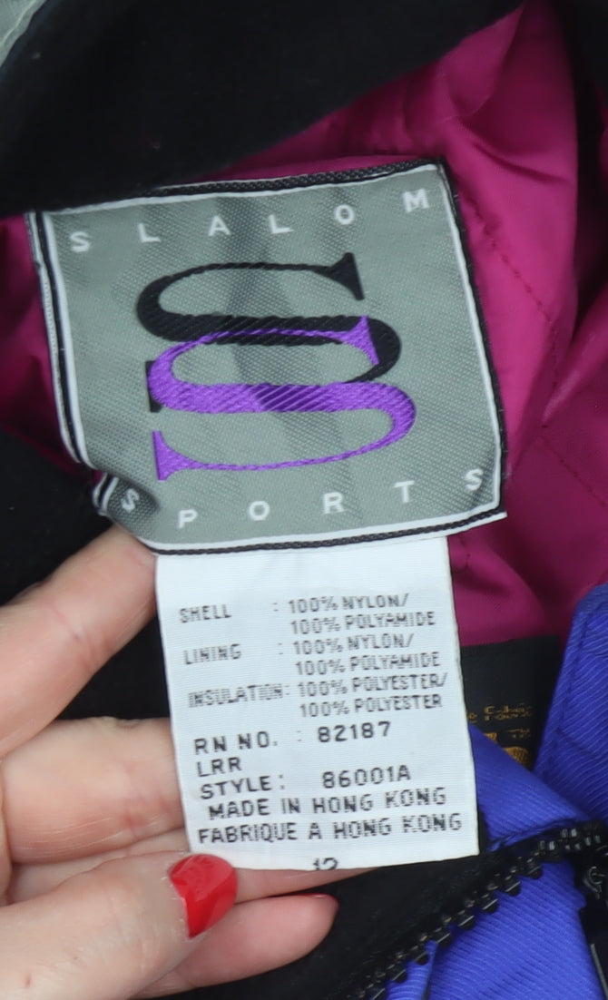 Slalom Sports Women’s UK 12 Black Purple Hooded Ski Coverall 90s