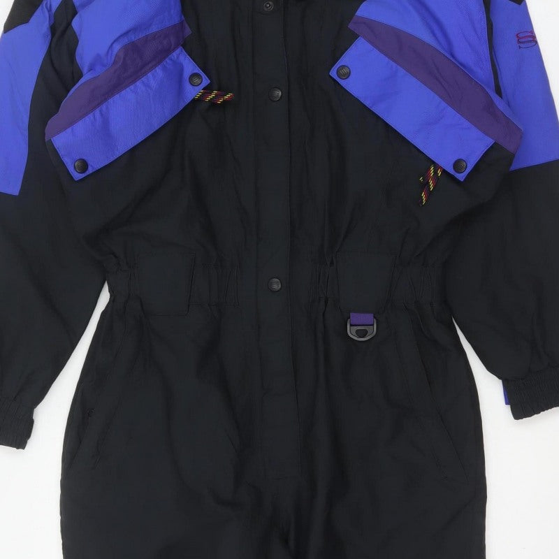 Slalom Sports Women’s UK 12 Black Purple Hooded Ski Coverall 90s