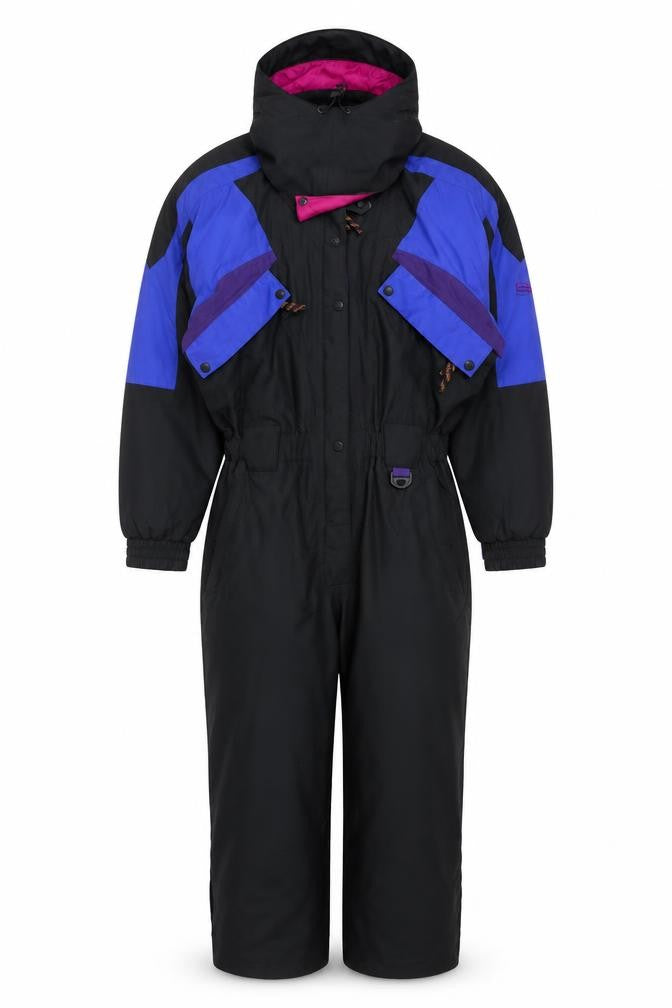 Slalom Sports Women’s UK 12 Black Purple Hooded Ski Coverall 90s