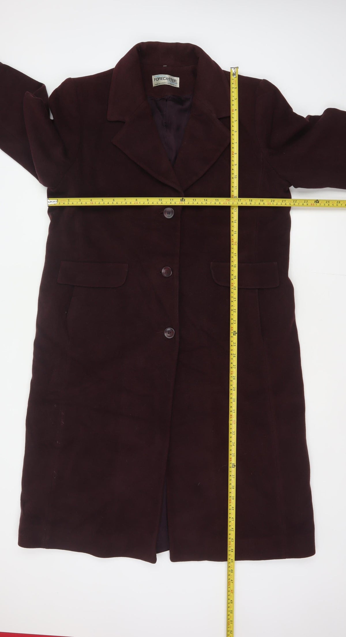 Forecaster Women’s Red Wool Cashmere Long Overcoat UK 12 Vintage