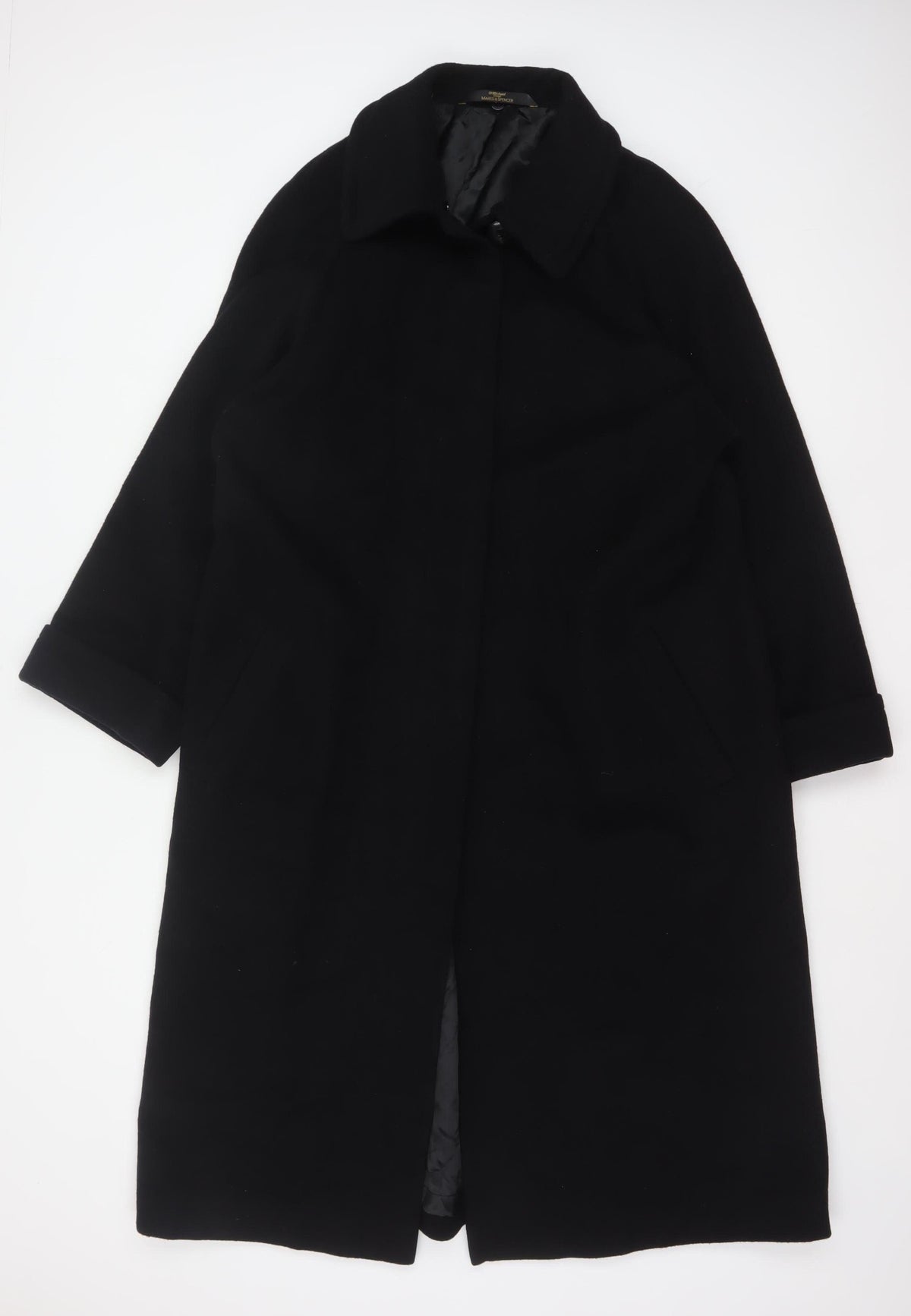 Marks and Spencer Women’s Black UK 12 Wool Angora Long Overcoat