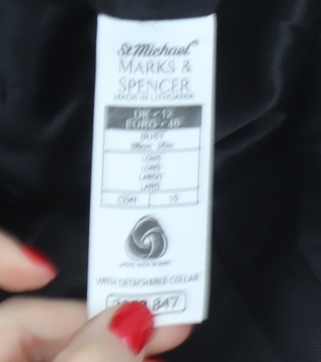 Marks and Spencer Women’s Black UK 12 Wool Angora Long Overcoat