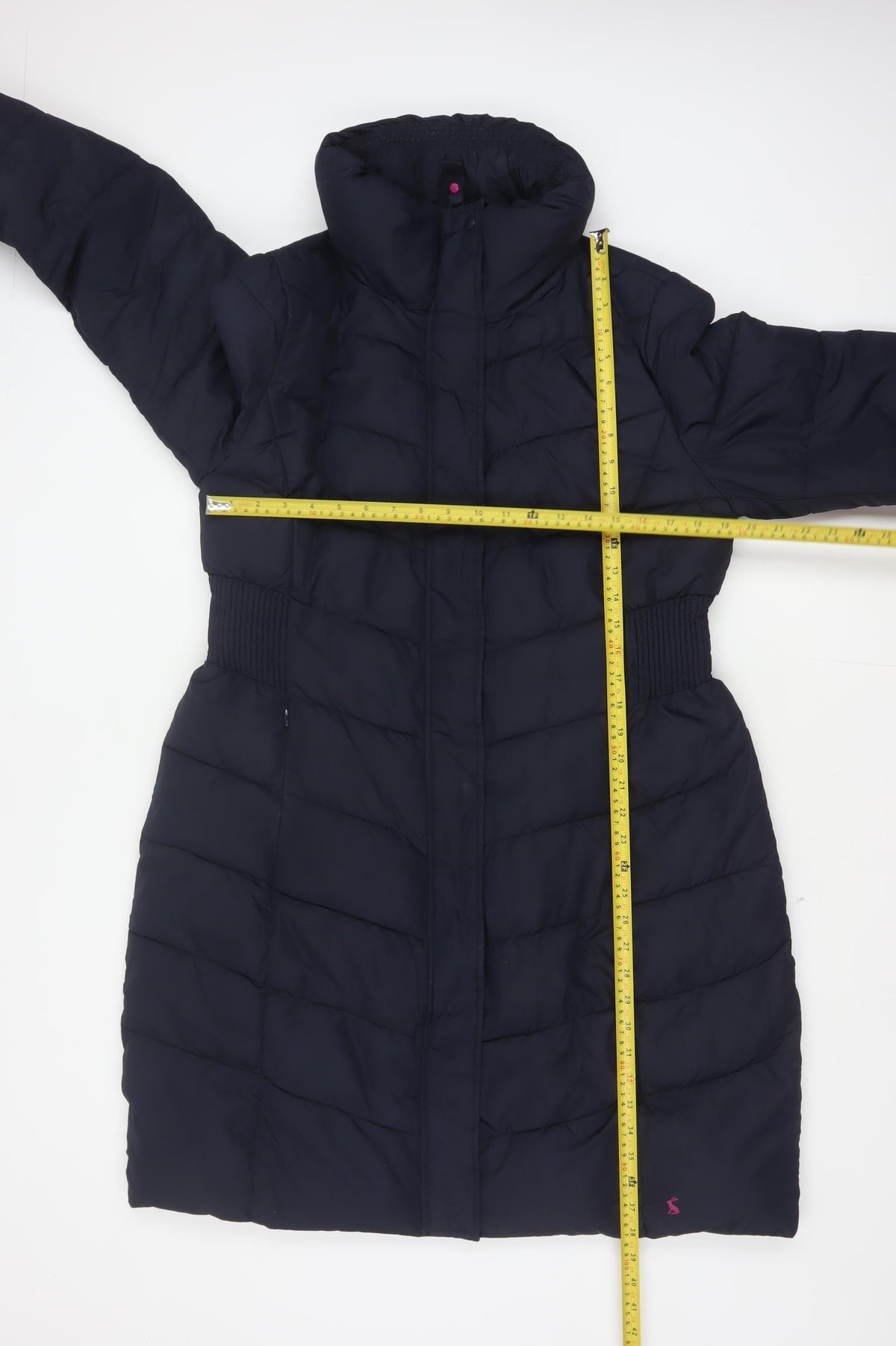 Joules Women Blue UK 16 Long Quilted Puffer Coat Hooded