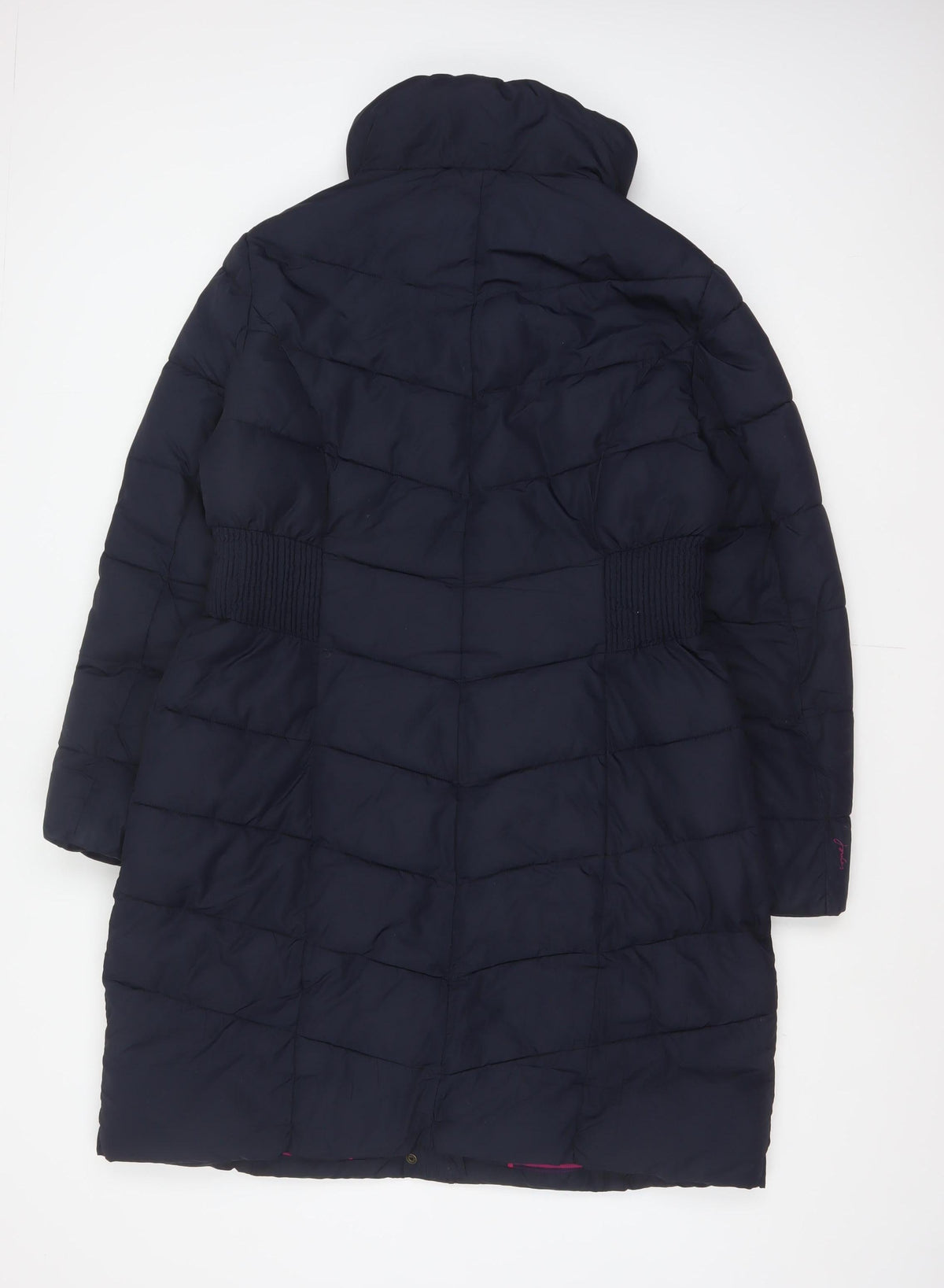 Joules Women Blue UK 16 Long Quilted Puffer Coat Hooded