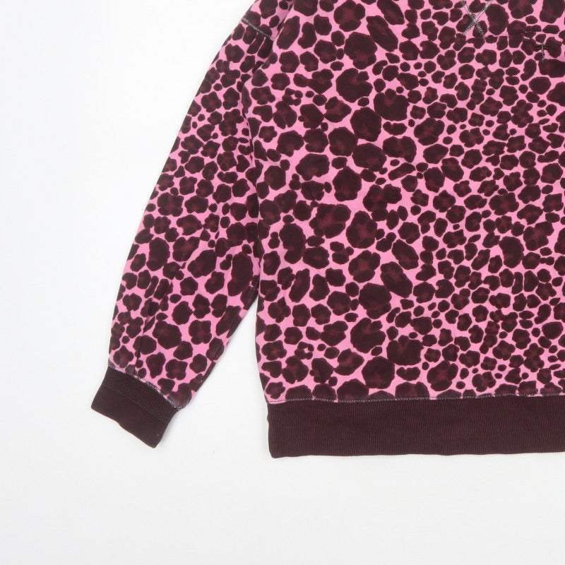 Next Women Pink Leopard Print Cotton Sweatshirt Small Pullover