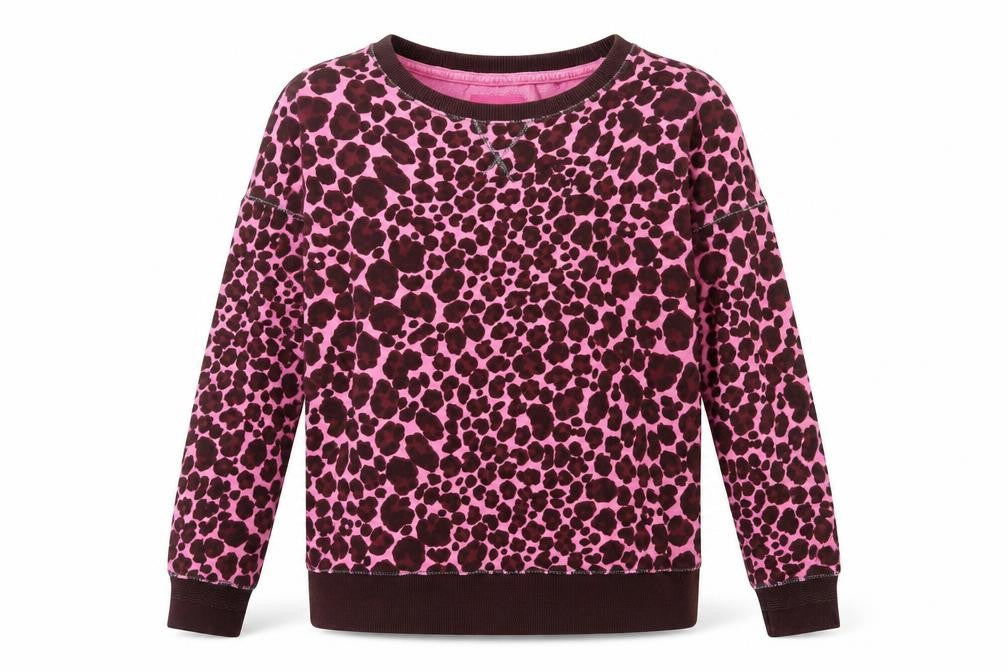 Next Women Pink Leopard Print Cotton Sweatshirt Small Pullover