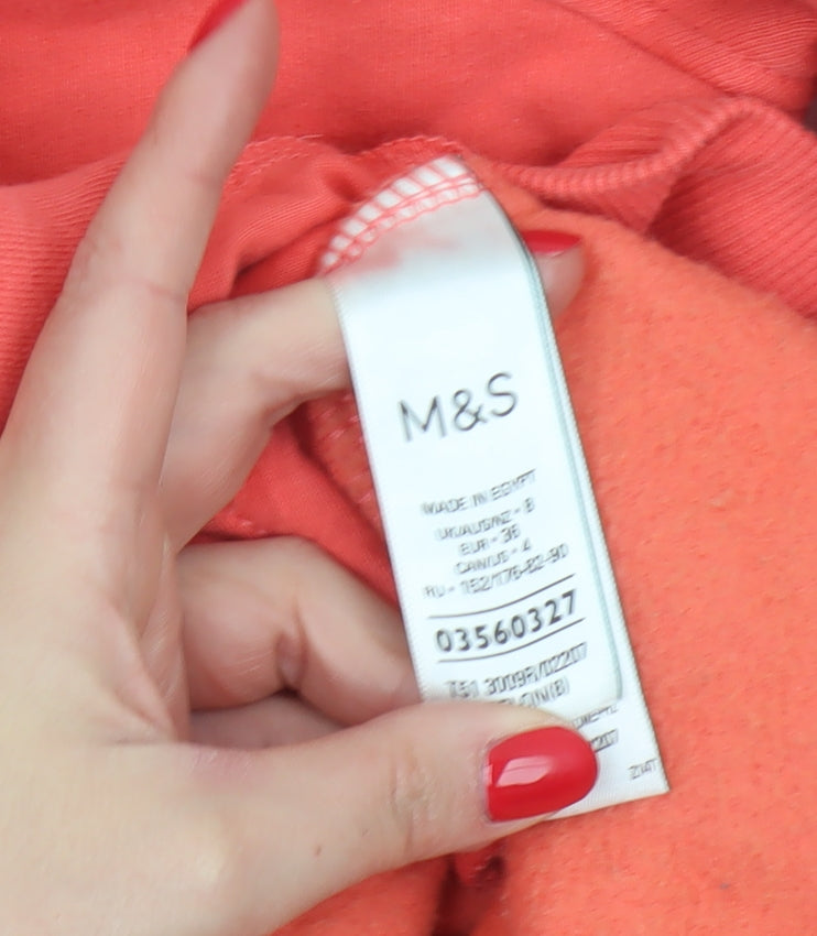 M&S Women Orange UK 12 Pullover Sweatshirt Crew Neck Pockets Raglan