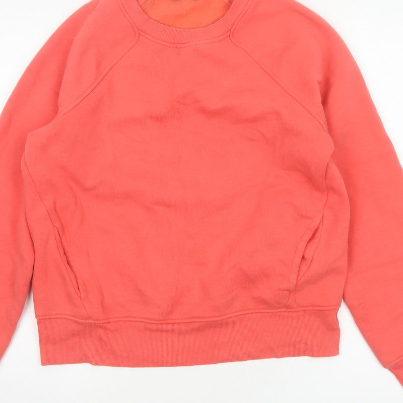 M&S Women Orange UK 12 Pullover Sweatshirt Crew Neck Pockets Raglan