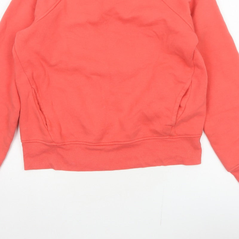 M&S Women Orange UK 12 Pullover Sweatshirt Crew Neck Pockets Raglan