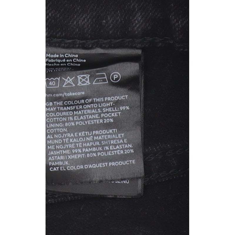 H&M Women Black UK 16 Cut-Off Denim High Rise 5-Pocket Shorts