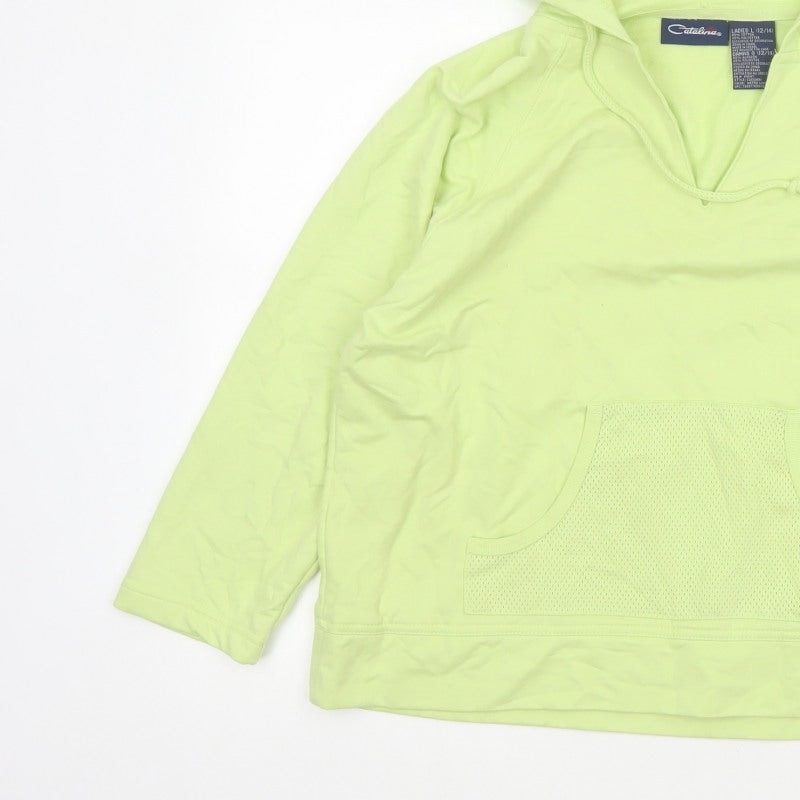 Catalina Women Green Size 14 Pullover Hoodie Drawstring Pockets