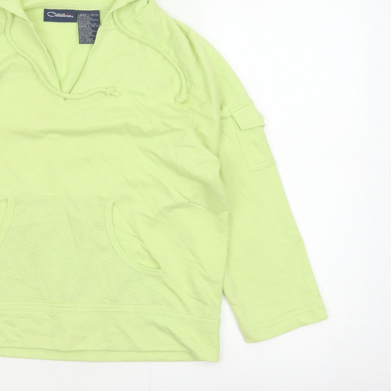 Catalina Women Green Size 14 Pullover Hoodie Drawstring Pockets