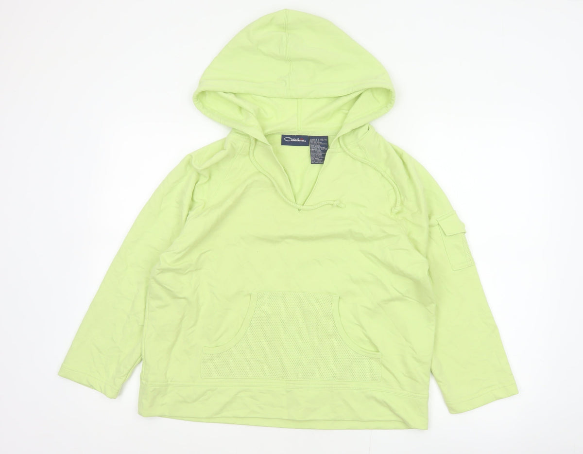 Catalina Women Green Size 14 Pullover Hoodie Drawstring Pockets