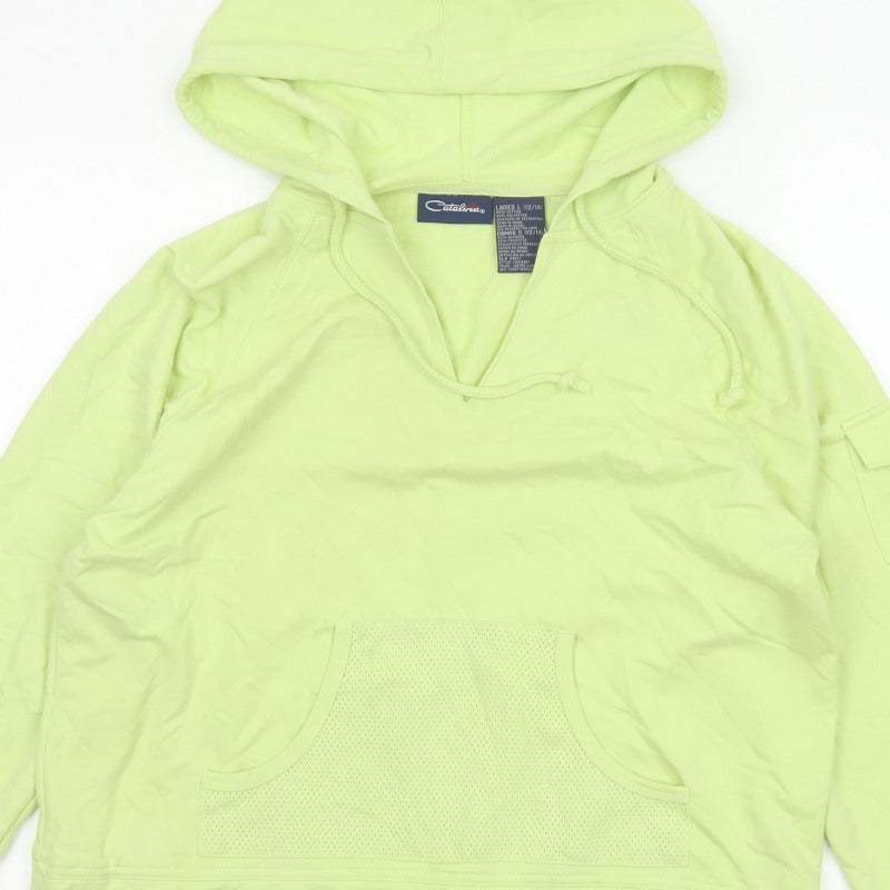 Catalina Women Green Size 14 Pullover Hoodie Drawstring Pockets