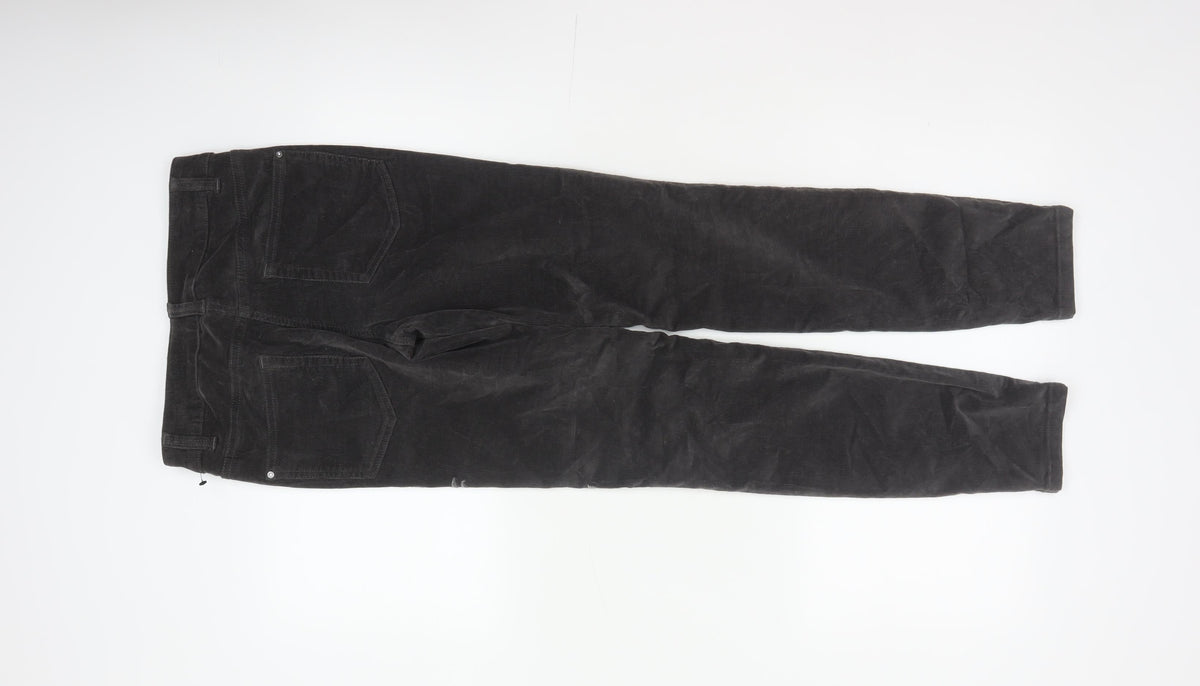 Next Women’s Black UK 6 Skinny Corduroy Floral Embroidered Trousers