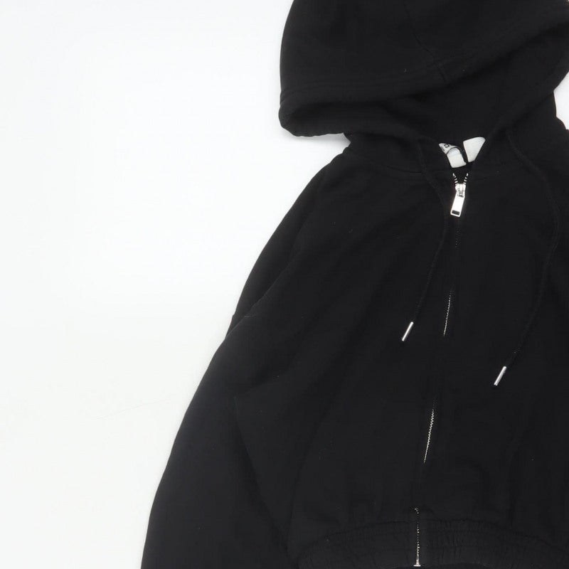 H&M Divided Women’s Black XS Full Zip Hooded Cropped Hoodie