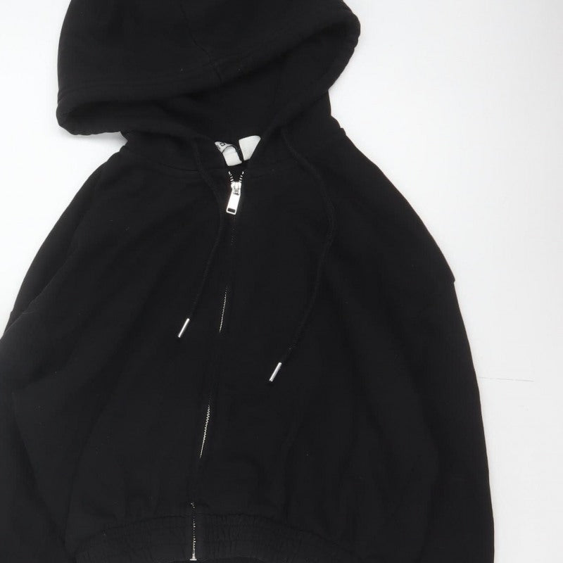 H&M Divided Women’s Black XS Full Zip Hooded Cropped Hoodie