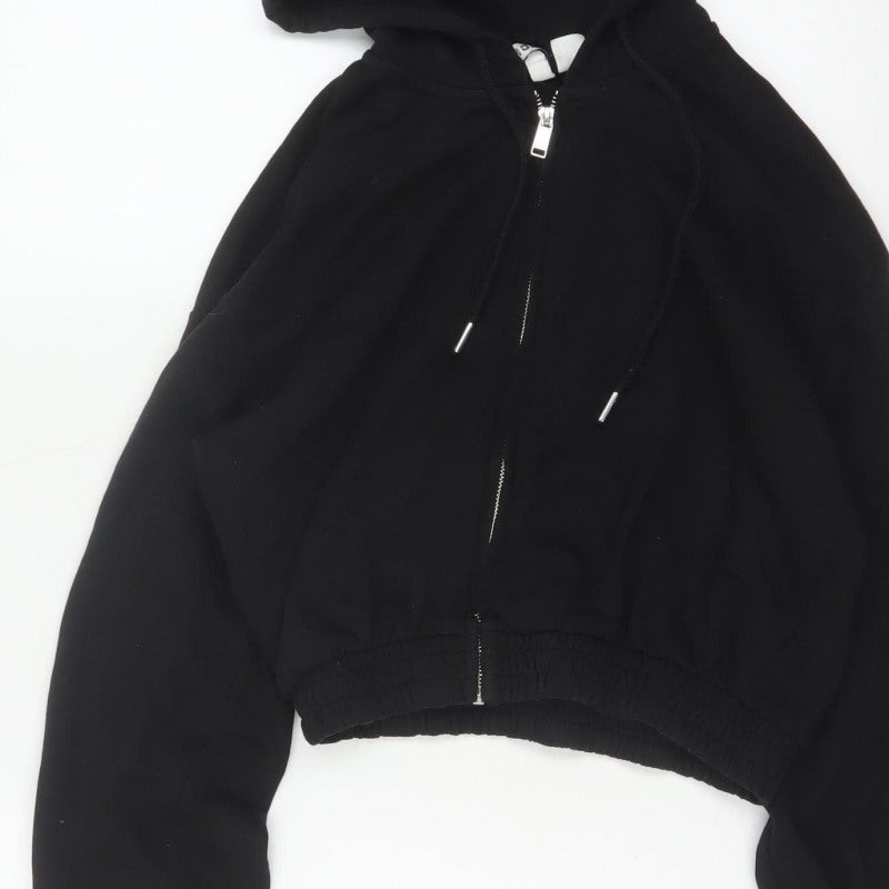H&M Divided Women’s Black XS Full Zip Hooded Cropped Hoodie