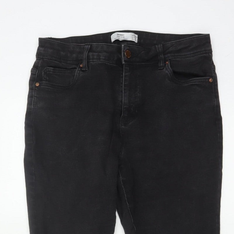 Next Women Black UK 14R High Rise Skinny Stretch Jeans 5 Pocket
