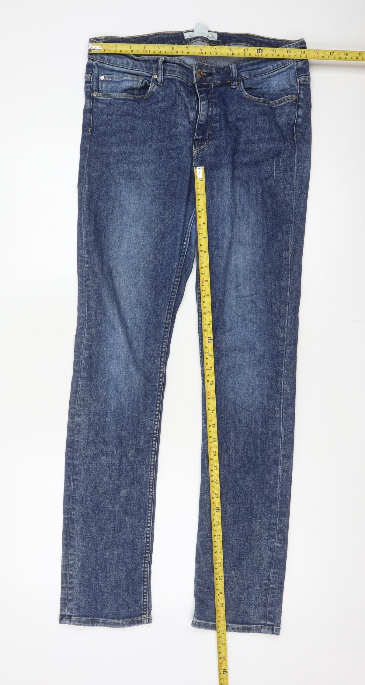 L.O.G.G. Men’s Blue W30 Slim Straight Medium Wash Stretch Jeans