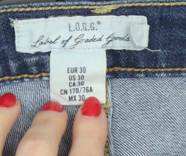 L.O.G.G. Men’s Blue W30 Slim Straight Medium Wash Stretch Jeans
