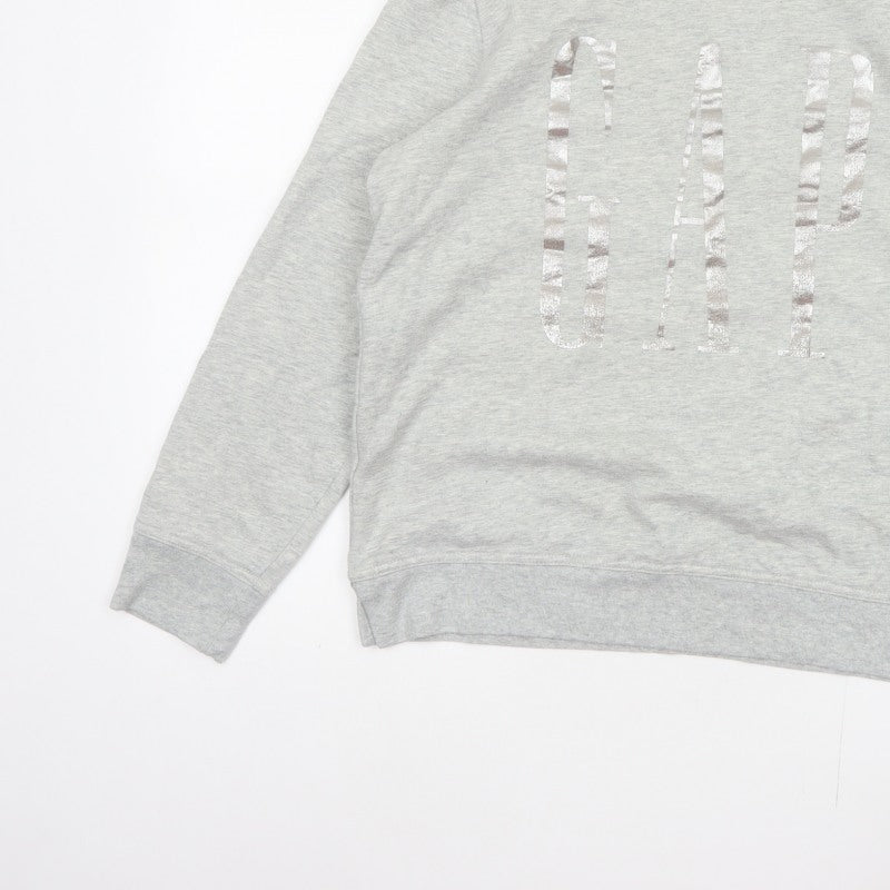 Gap Womens Grey S Pullover Sweatshirt Silver Logo Crew Neck