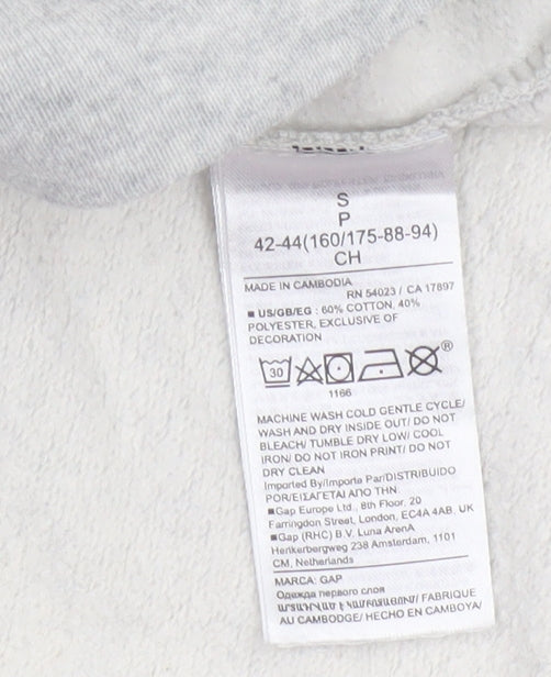 Gap Womens Grey S Pullover Sweatshirt Silver Logo Crew Neck