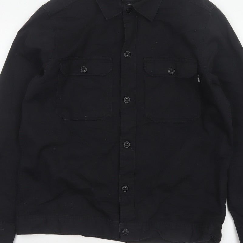 Only & Sons Men’s Black L Cotton Button Up Overshirt Basic Jacket