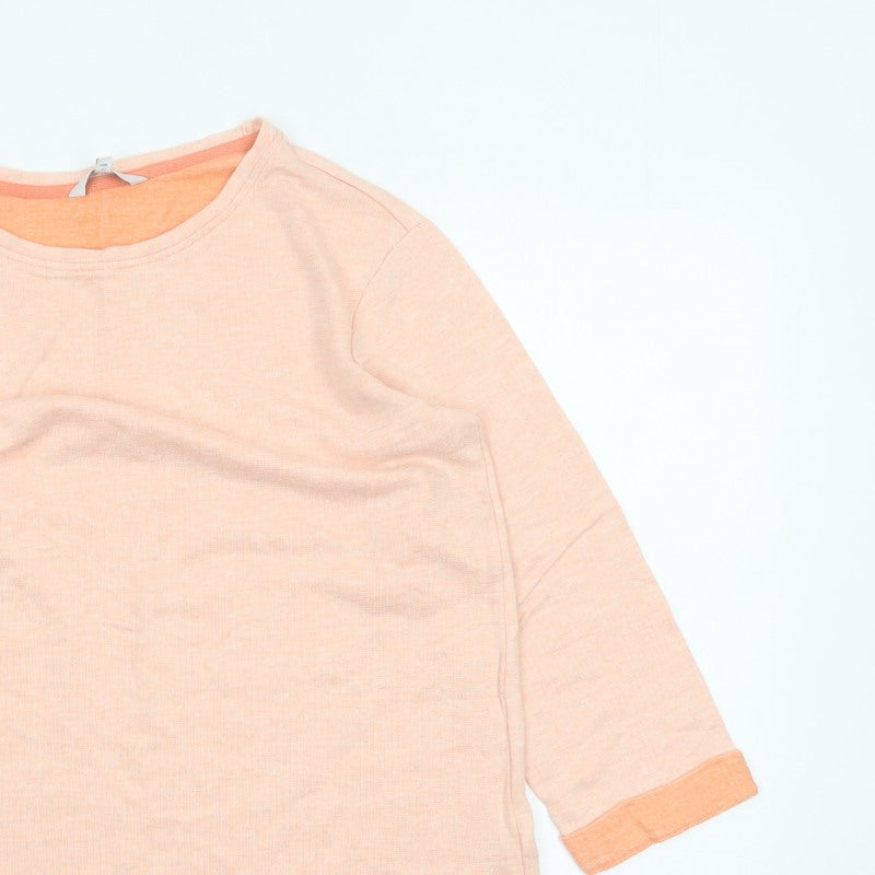 Next Women Orange UK 14 Tunic Jersey 3/4 Sleeve Crew Neck Top