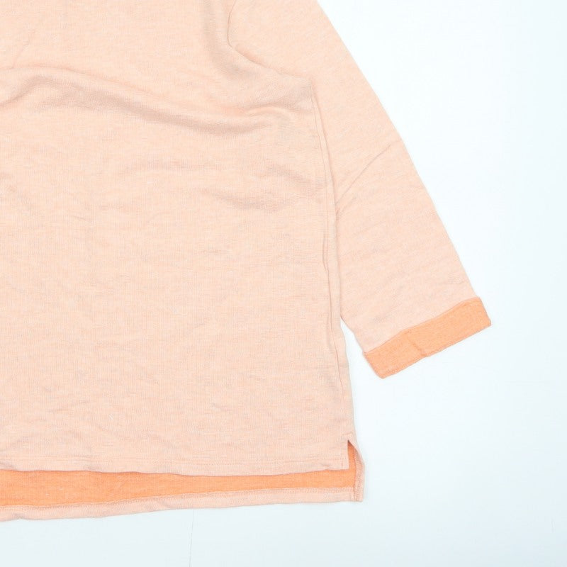 Next Women Orange UK 14 Tunic Jersey 3/4 Sleeve Crew Neck Top