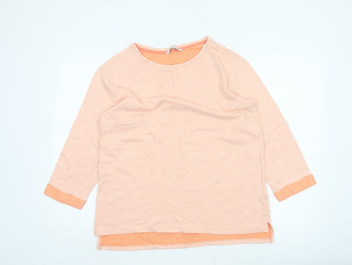 Next Women Orange UK 14 Tunic Jersey 3/4 Sleeve Crew Neck Top