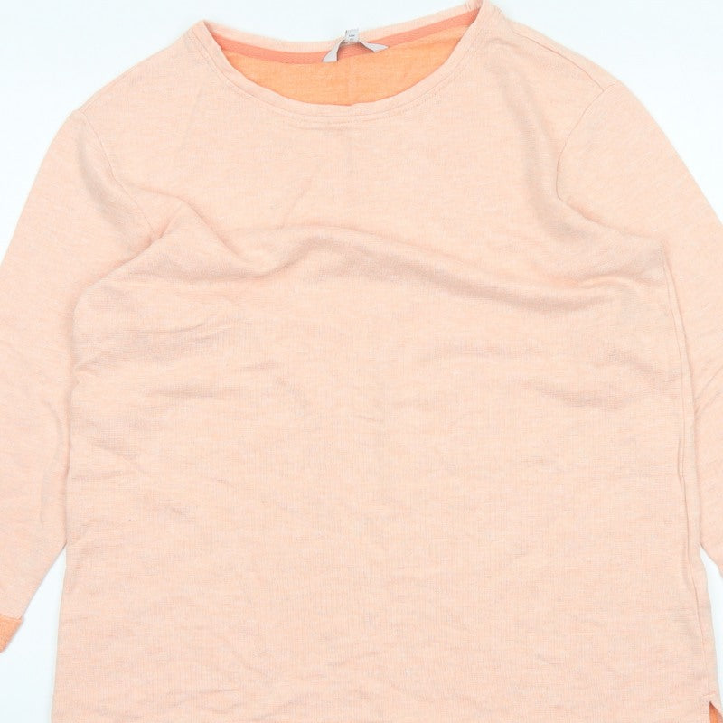 Next Women Orange UK 14 Tunic Jersey 3/4 Sleeve Crew Neck Top