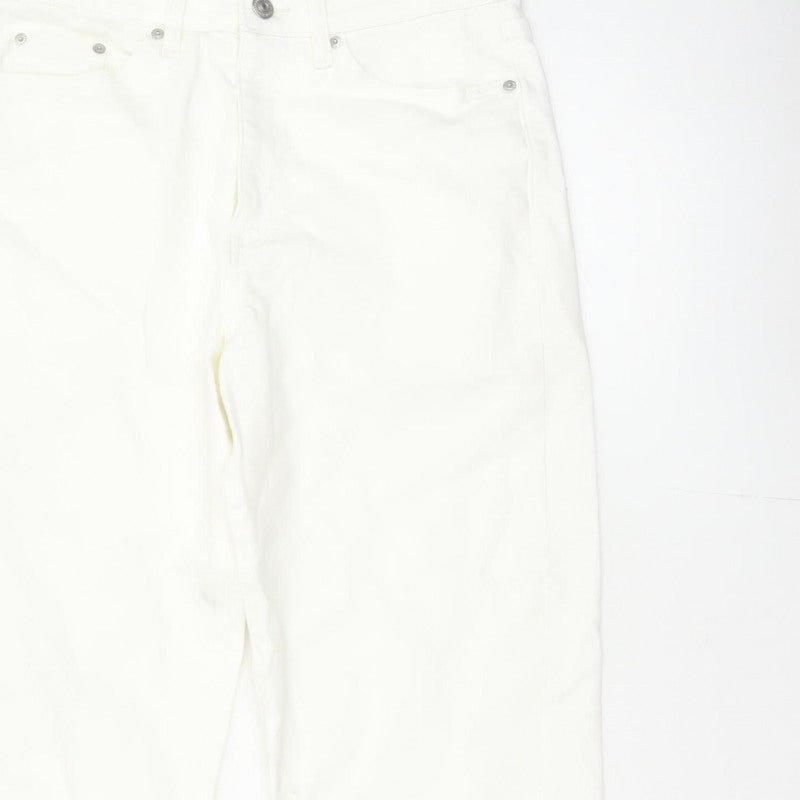 Marks & Spencer Women White Size 12 Short Mom High Rise Jeans
