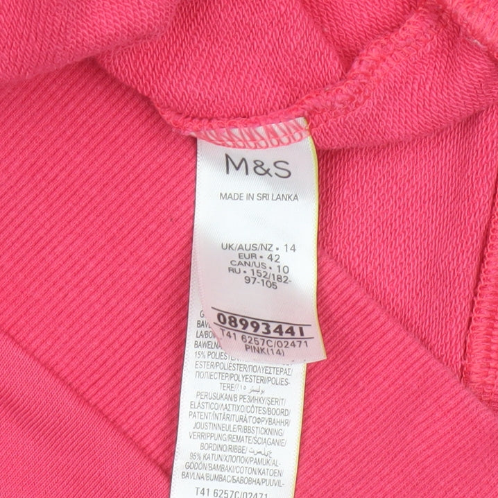 Marks and Spencer Women’s Pink Size 14 Hooded Drawstring Sweatshirt Jacket