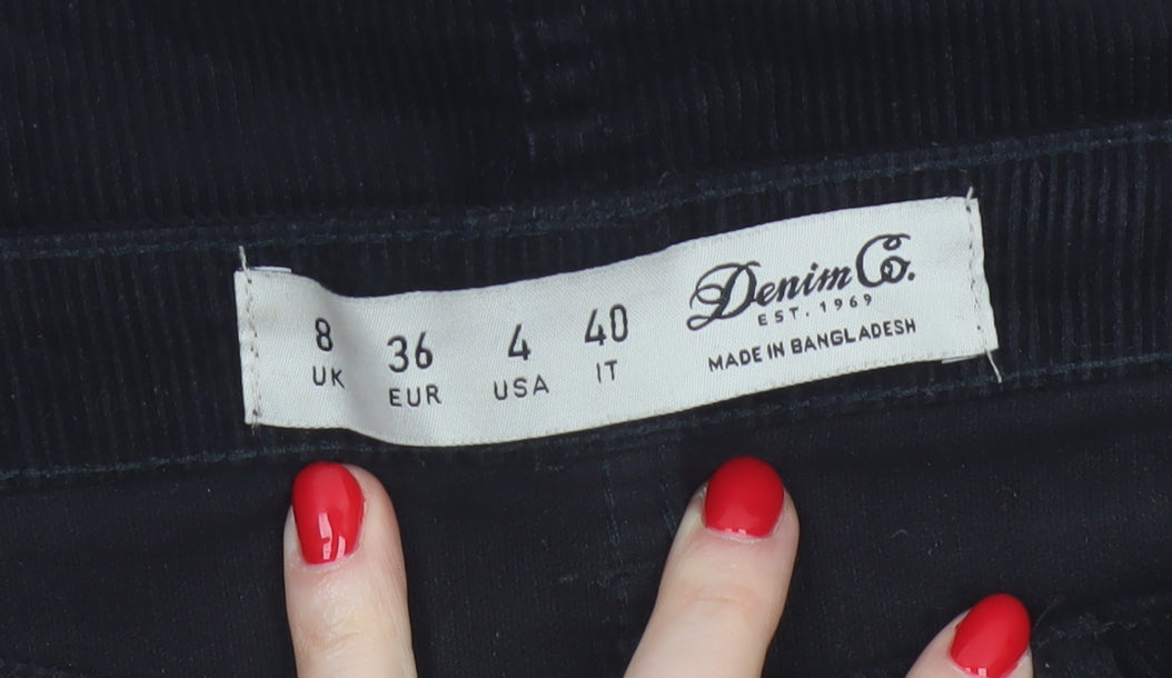 Denim Co. Women’s Black UK 8 Corduroy Mini Pencil Skirt Pockets