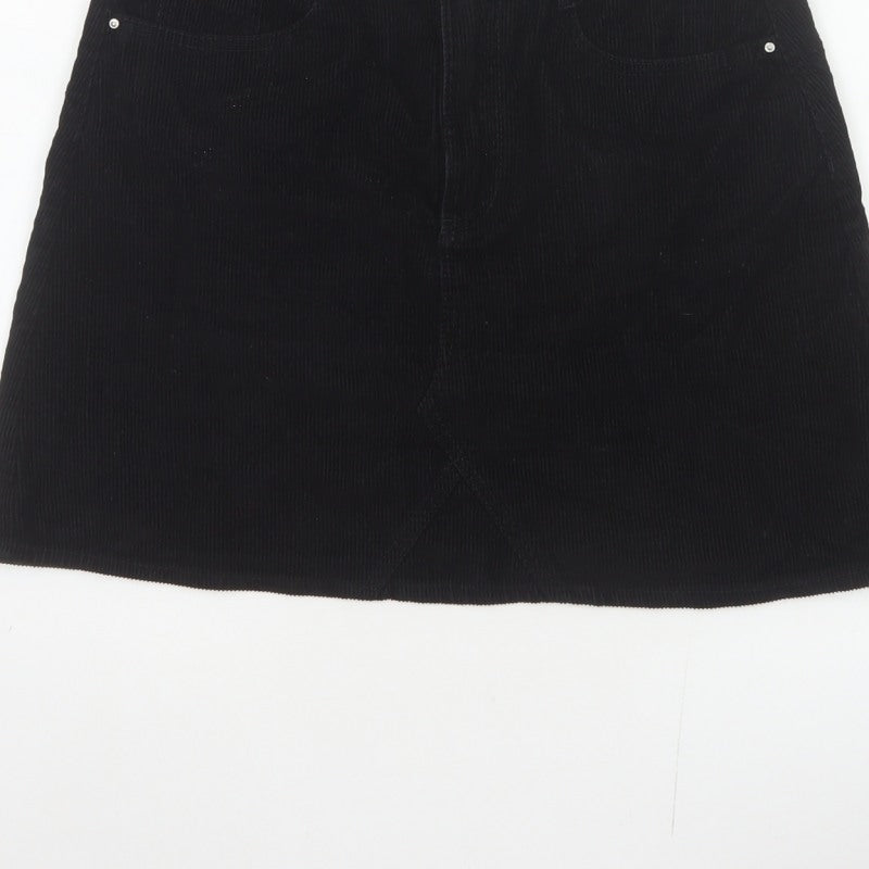 Denim Co. Women’s Black UK 8 Corduroy Mini Pencil Skirt Pockets