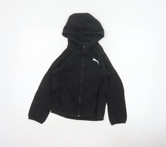 Puma Boys Black Full Zip Hooded Sweatshirt UK 10 Years Logo Sports