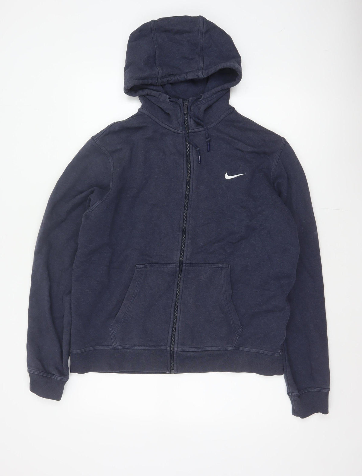 Nike Men’s Blue L Full Zip Fleece Hoodie Swoosh Logo Pockets