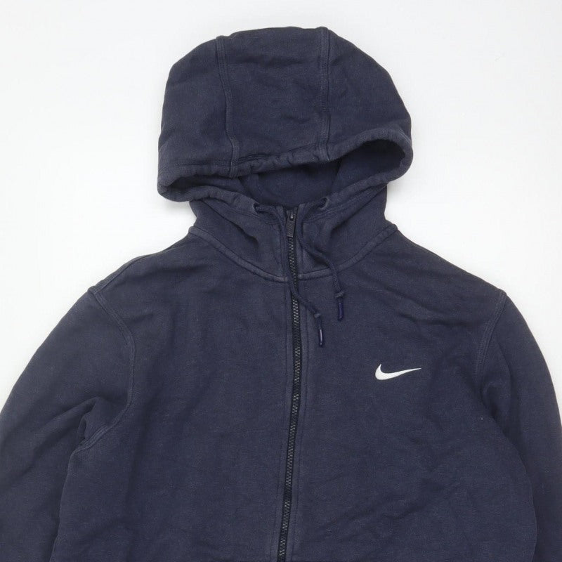 Nike Men’s Blue L Full Zip Fleece Hoodie Swoosh Logo Pockets