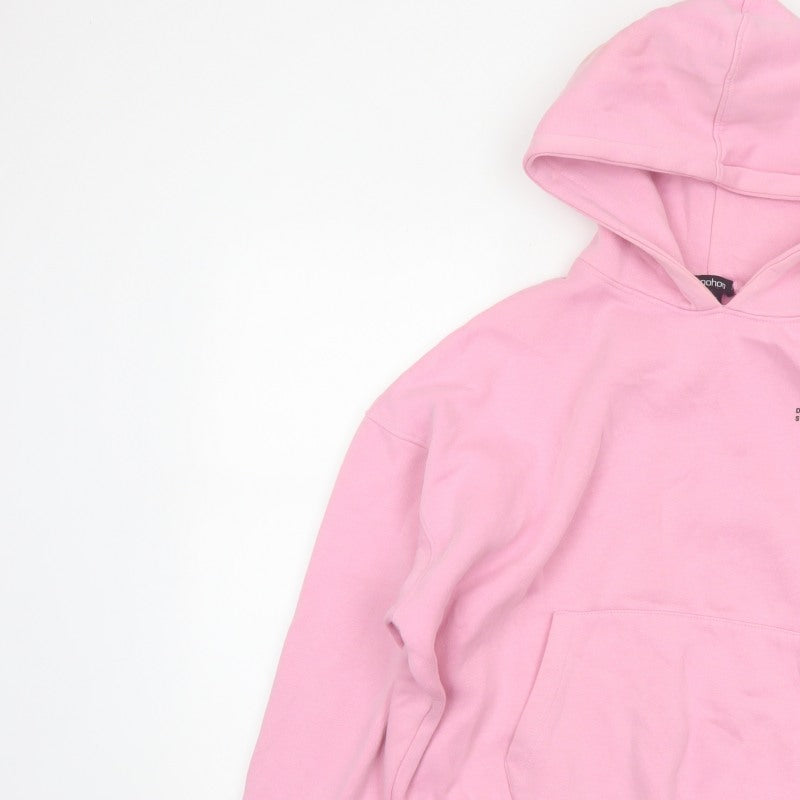 Boohoo Women Pink S Pullover Hoodie DSGN Studio Fleece Kangaroo Pocket
