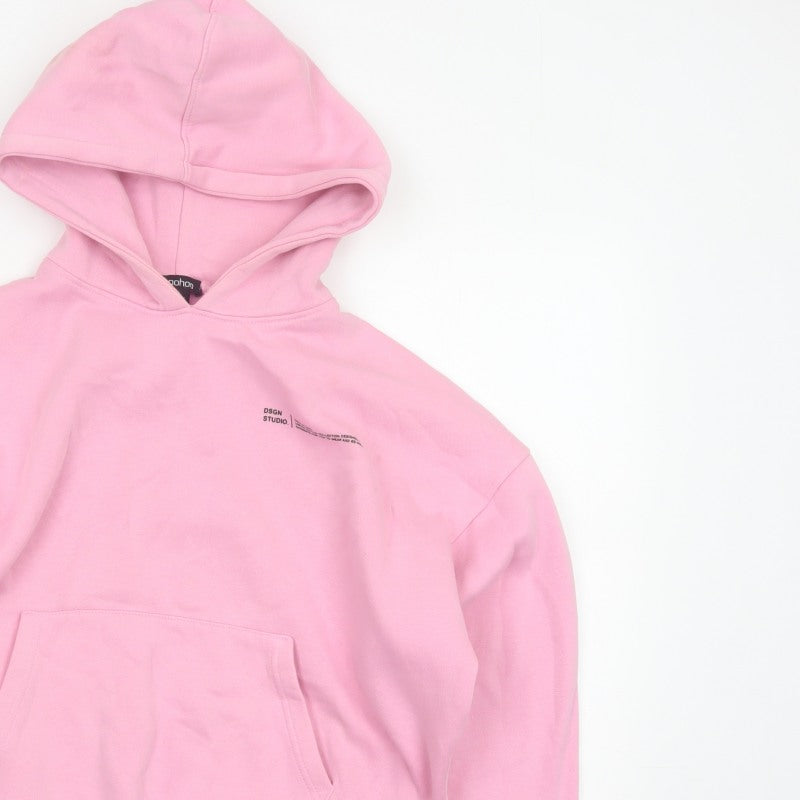 Boohoo Women Pink S Pullover Hoodie DSGN Studio Fleece Kangaroo Pocket