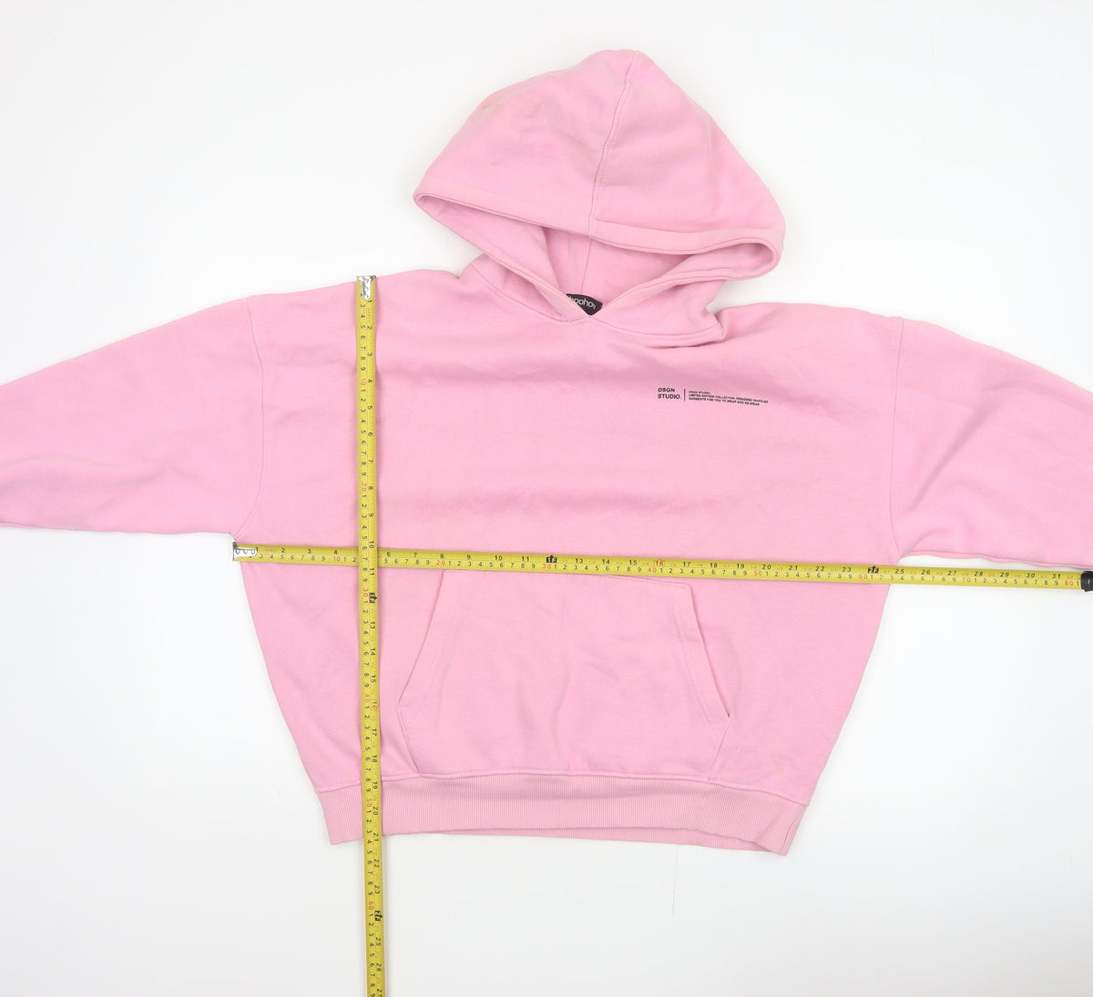 Boohoo Women Pink S Pullover Hoodie DSGN Studio Fleece Kangaroo Pocket