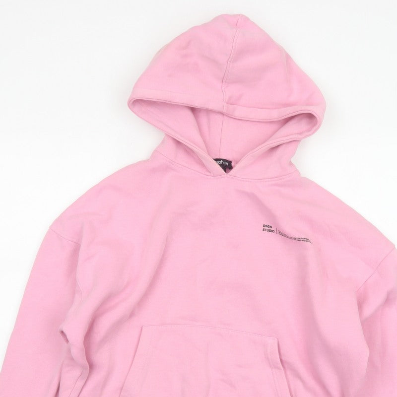 Boohoo Women Pink S Pullover Hoodie DSGN Studio Fleece Kangaroo Pocket