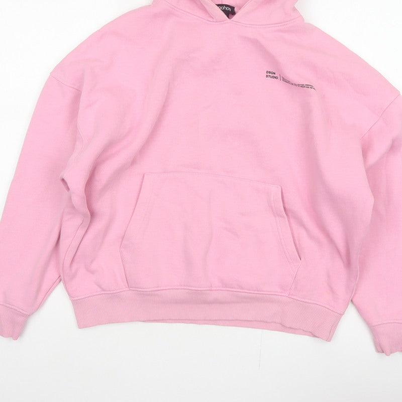 Boohoo Women Pink S Pullover Hoodie DSGN Studio Fleece Kangaroo Pocket