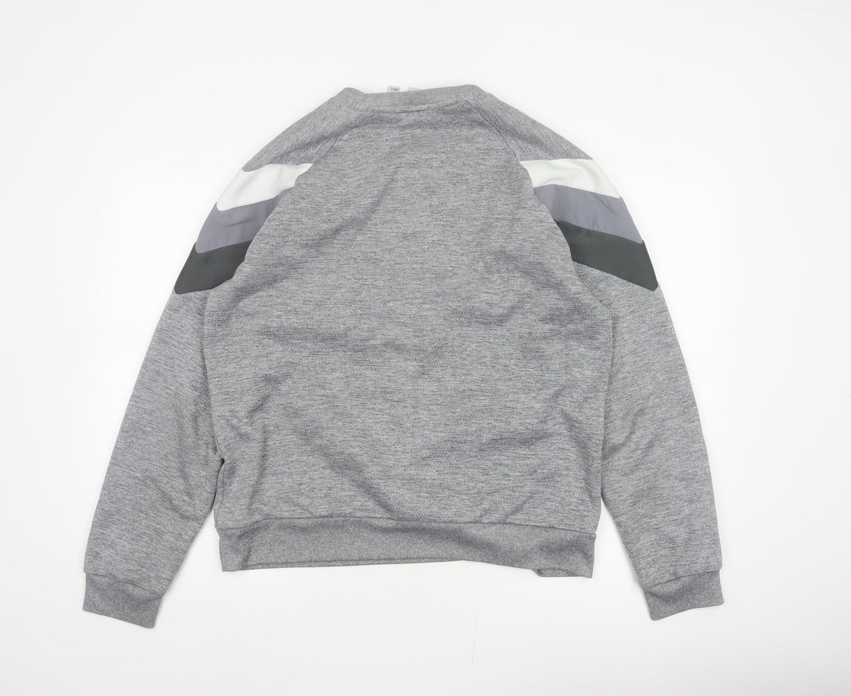 Adidas Men Grey M Pullover Crew Neck Trefoil Logo Sweatshirt