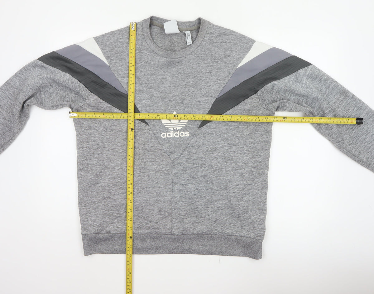 Adidas Men Grey M Pullover Crew Neck Trefoil Logo Sweatshirt