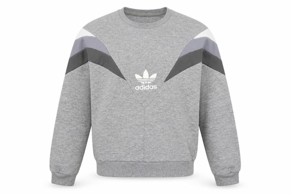 Adidas Men Grey M Pullover Crew Neck Trefoil Logo Sweatshirt