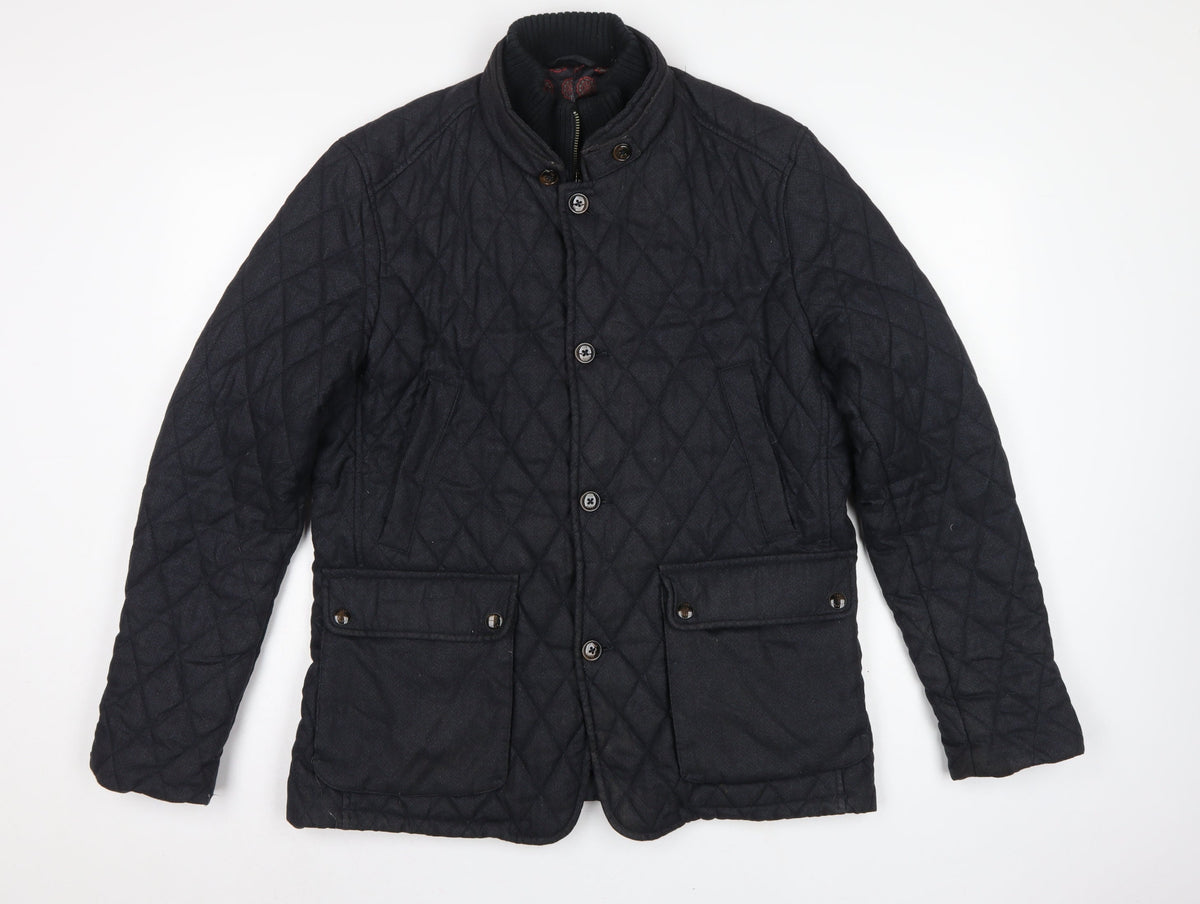 Ted Baker Men’s Black XL Quilted Padded Jacket Stand-Up Collar