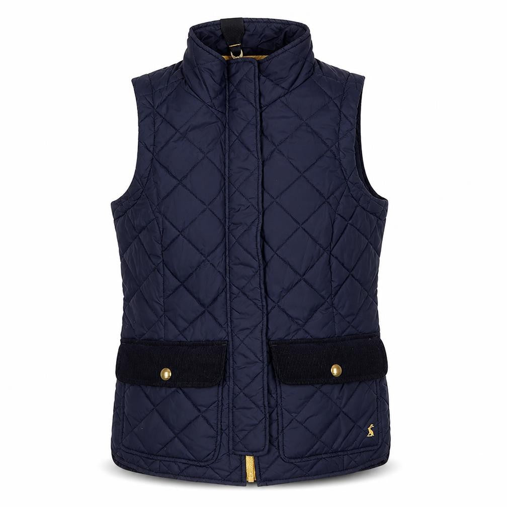 Joules Women’s Blue UK 10 Quilted Padded Waistcoat Gilet Bodywarmer