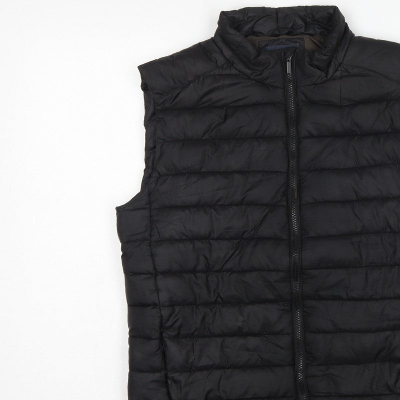 Easy Men's Black Small Puffer Bodywarmer Quilted Zip Padded Gilet